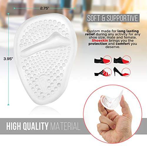 Image of Clear Metatarsal Pads for Women & Men - Ball of Foot Cushions for Pain Relief - Comfortable, Nonslip, Reusable, Light and Great for High Heels