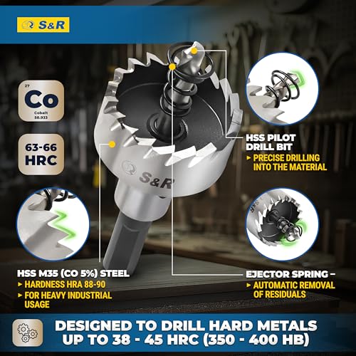 S&R Hole Saw Drill Bit Set – 5 pcs | HSS M35 Cobalt Alloy (5%) | 16–30 mm | For Stainless Steel, Steel, Plastic, Aluminum | HRC 64–66