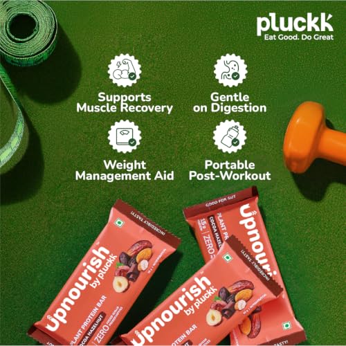 Image of Upnourish by Pluckk | 15G Plant Protein Bar | Cocoa Hazelnut | No Preservative | No Added Sugar | Gut Friendly (Pack of 18) - 300G