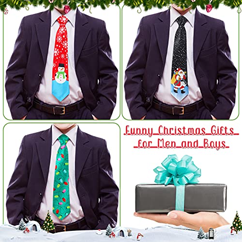 8 Pieces Christmas Ties Novelty Holiday Printed Festive Santa Snowman Neckties For Men Boys Christmas Party Costume (Cute Style) #TOP4