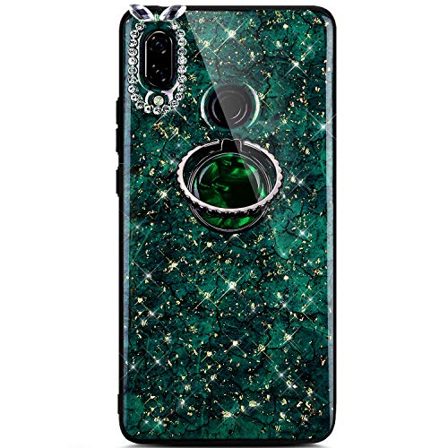 Robinsoni Case Compatible with Huawei Nova 3i / P Smart Plus Phone Case Silicone Glossy TPU Cover Case Kickstand Ring Phone Cover Sparkle Bling Phone Case Shockproof Bumper Back Case Amber Green