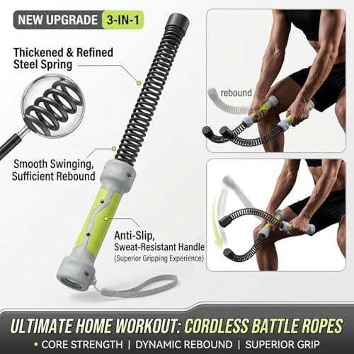 Corde de combat lestée sans corde verte pour musculation en intérieur
