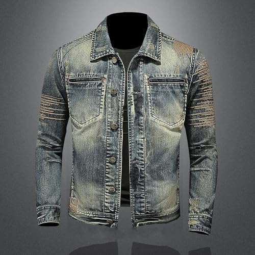 Mens Jackets Turtle Neck Denim Jackets Outerwear for Man Long Sleeve Work Western Winter Fall Jackets 20252