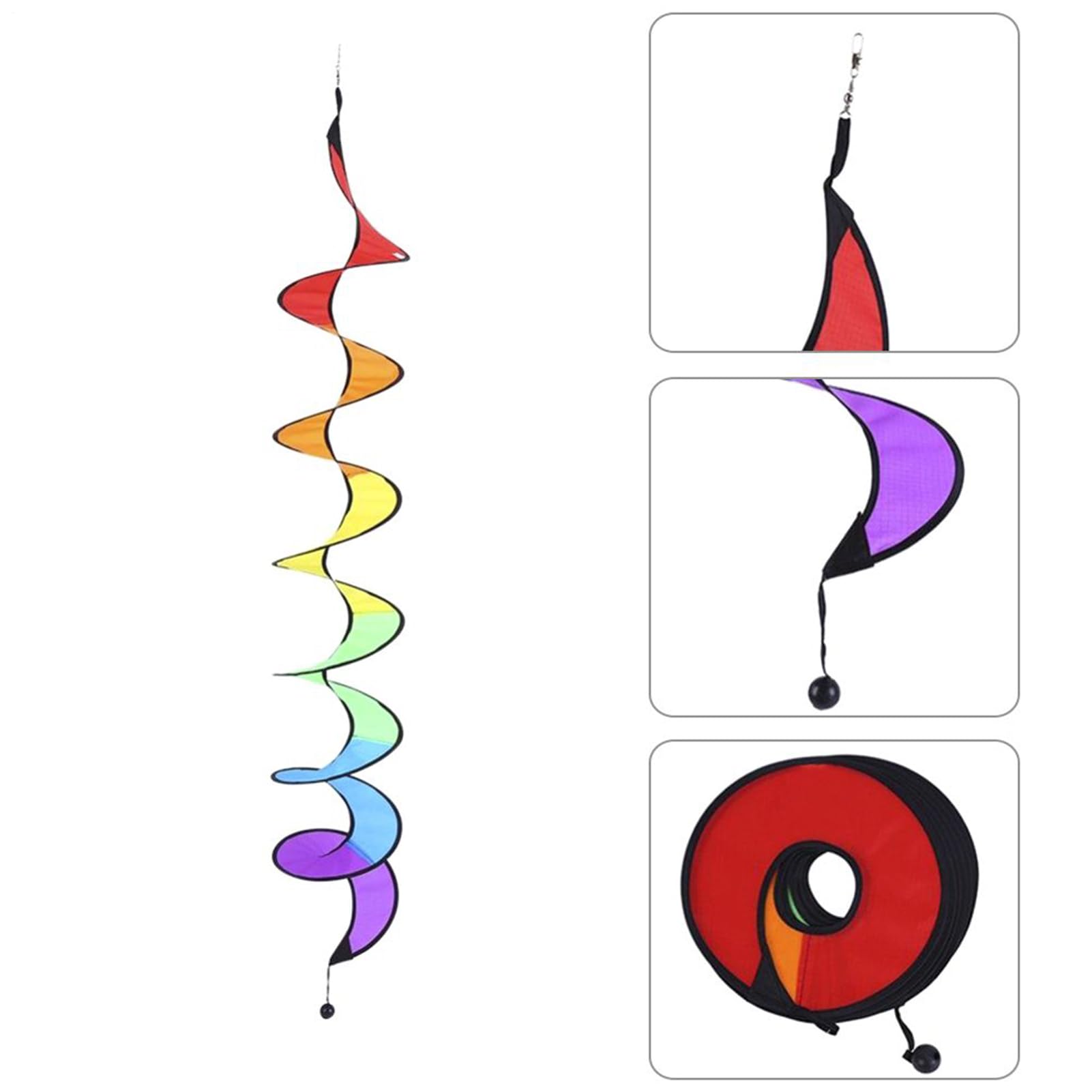 Molinillo de Viento Espiral | 4 Piezas Decoración de Jardín Molinete Arcoíris de Viento | Molinillo Espiral Colgable,para Terraza Porche Balcón Camping Bodas