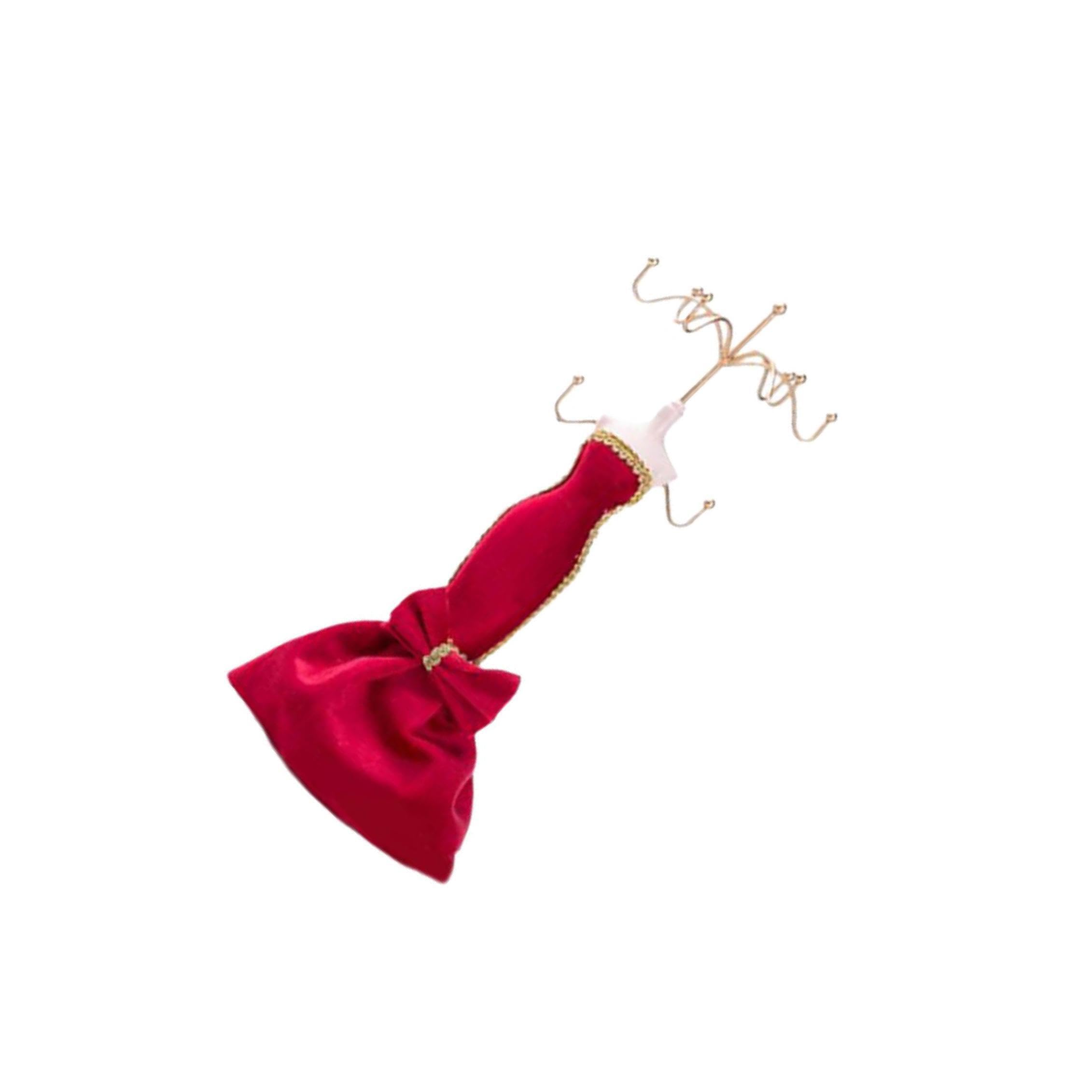 AUYXSSZ Jewelry Display Holder High End Luxury Red Organizing Pendants Earring Bangle Organizer Flannel Fabric Chic Mannequin Shape Jewelry Holder Stand