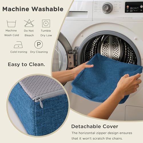 Image of AddGrace Recliner Cushions for Elderly Thick Seat Cushion 20 inchx20 inchx4 inch Chair Pads with Non Slip Backing and Washable Cover for Couch Armchair Chairs Blue