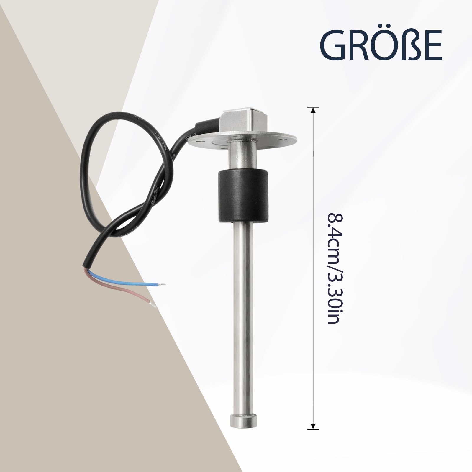 Hoypeyfiy 0-190 Ohm Kraftstoffstandsanzeige mit Kraftstoffstandssensor, 175mm Geeignet für 12 V/24 V, rote Hintergrundbeleuchtung Tankuhr mit Wasserstandssensor Kraftstoffsensor, für Auto Boot