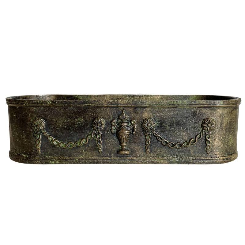 Jardinière de Balcon ou Fenêtre Balconnière Vasque Longue Bac en Fonte Vert Anglais 15x21x60cm