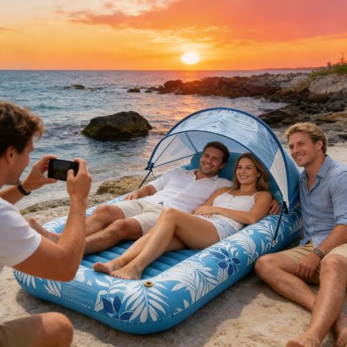 Matelas double gonflable avec support de chaise longue double ergonomique - 4