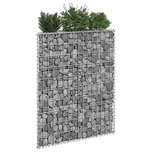 WIFESE Gabionen Hochbeet Trapezform 80x20x100 cm Gabionenwand Steinkorb...