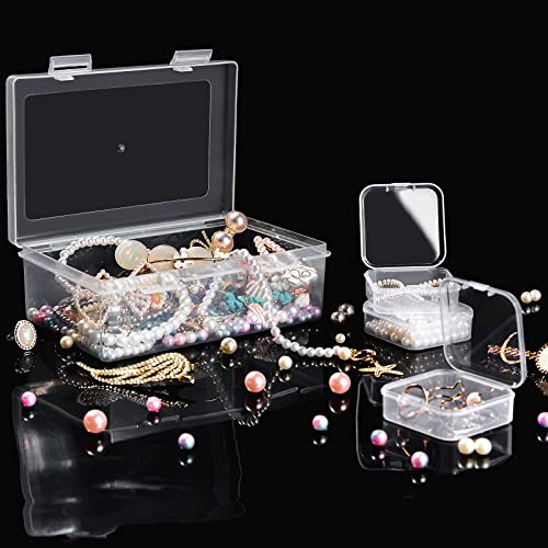 Jutieuo Small Bead Organizers, 16 Pieces Plastic Storage Cases Mini Clear Bead Storage Containers Boxes With Hinged Lid And Large Rectangle Organizing Box (1 Set) #TOP6