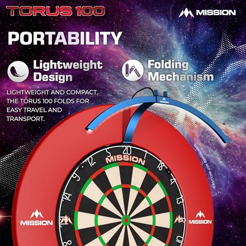 Mission | TOR100 Torus 100 LED Dartboard Light | Folding Portable Lighting System for Mobile Travel Play | Metallic Blue. - Image 7