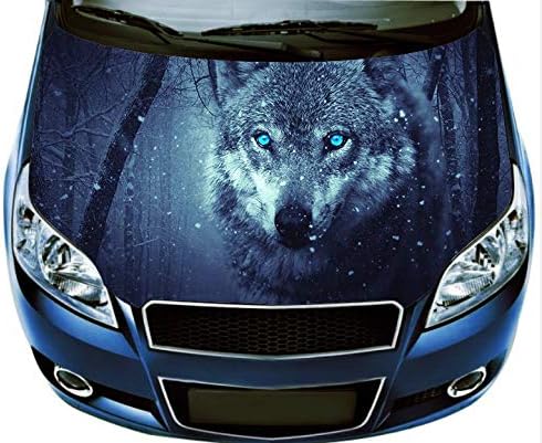 Wolf Car Hood Decal Car Vinyl Sticker Wolf Sticker Car Accessories Car Bumper Sticker Car Wrap Car Graphics Design Lk11446-14X53 Inches