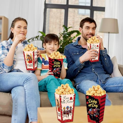 Image of 24 PCS Kentucky Horsing Racing Popcorn Boxes,Derby Party Supplies Snack Box Treat Candy Cookie Container for Horse Racing Theme Derby Table Decoration Supplies
