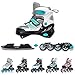 meteor® Inliner Rollen Invert Inline Skates Jungen Inliner Kinder Schlittschuhe Mädchen Skates ABEC7 Rollen inliner mit Einstellbarer Größe Inliner Kinder Inline Skates (2in1-34-37 M, Mint)