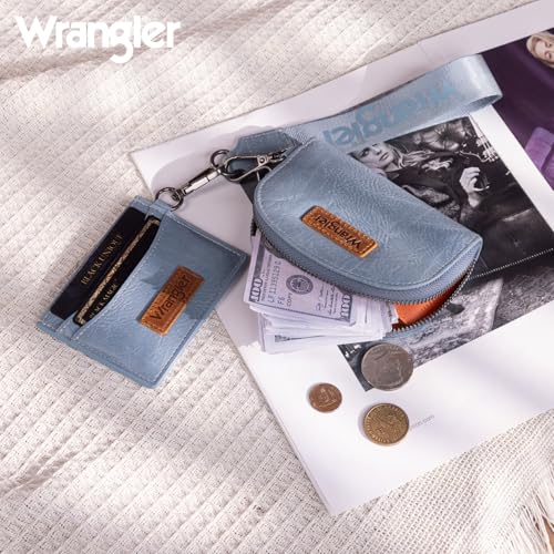 Image of Wrangler KeyChain Wallet Wristlet Wallets for Women Dual Pouch Wristlet with Zipper Womens Credit Card Holder Wallet