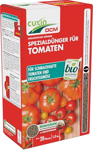 CUXIN Organic Tomato Fertiliser 1.5 kg, NPK 6-3-12 for up to 20 Plants, Long-lasting Effect