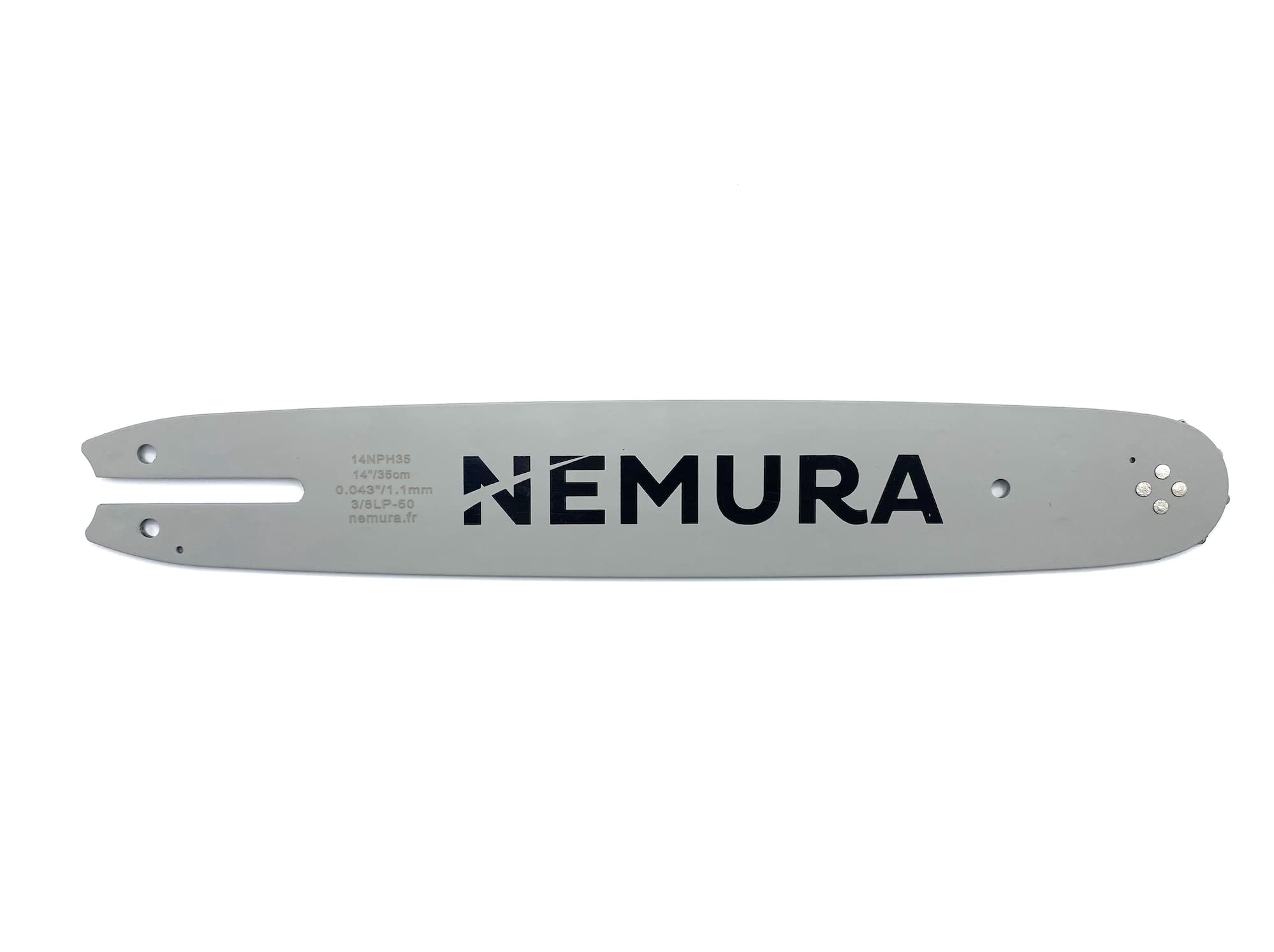 Nemura Guide de 35 cm et Lot de 3 Chaînes de tronçonneuse - Compatible avec Stihl MS170, MS171, MS180, MS181-50 Maillons Entraîneurs - Pas 3/8 LP - Jauge 1,1 mm - Pièce Détachée - Marque Française