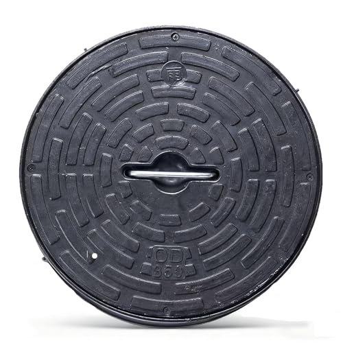 Cubierta de inspección de plástico PE redonda para tanque séptico con asa, cubierta de drenaje para alcantarillado para jardines y patios, disponible en 6 tamaños (450 mm)