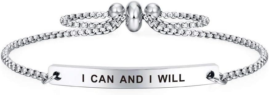 Dainty Cuff Bracelet - I CAN AND I WILL - Encouraging Gifts Jewelry for Women Mantra Gift for Her - Image 2