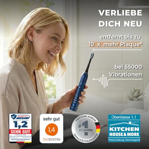 Elektrische Schallzahnbürste 55000 VPM, risikofrei 100 Tage testen, Tristan Auron Business Class...