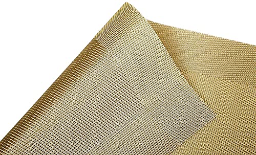 Singtan Placemats,Set Of 6,Simple Style Heat-Resistant Stain-Resistant Placemats,18" X 12", Woven,Vinyl Placemats For Table Heat Insulation, Kitchen Christmas Placemats (Gold) #TOP2