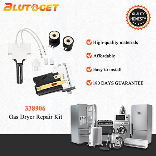 338906 Gas Dryer Flame Sensor 279834 Gas Valve Solenoid Coils 279311 Ignitor Kit By Blutoget - Gas Dryer Repair Kit - Compatible For Whirlpool, Ken-More Dryers - Replaces Wp338906 Ap3094251 Ps334310 #TOP6