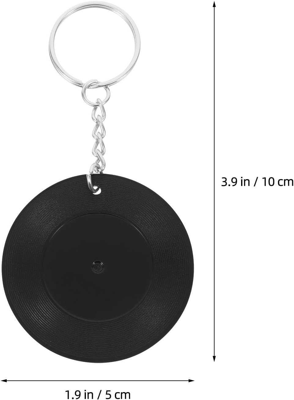 Garneck 4pcs Mini Record Coaster Keychain Pendant Black Abs Hanging Charm image 2