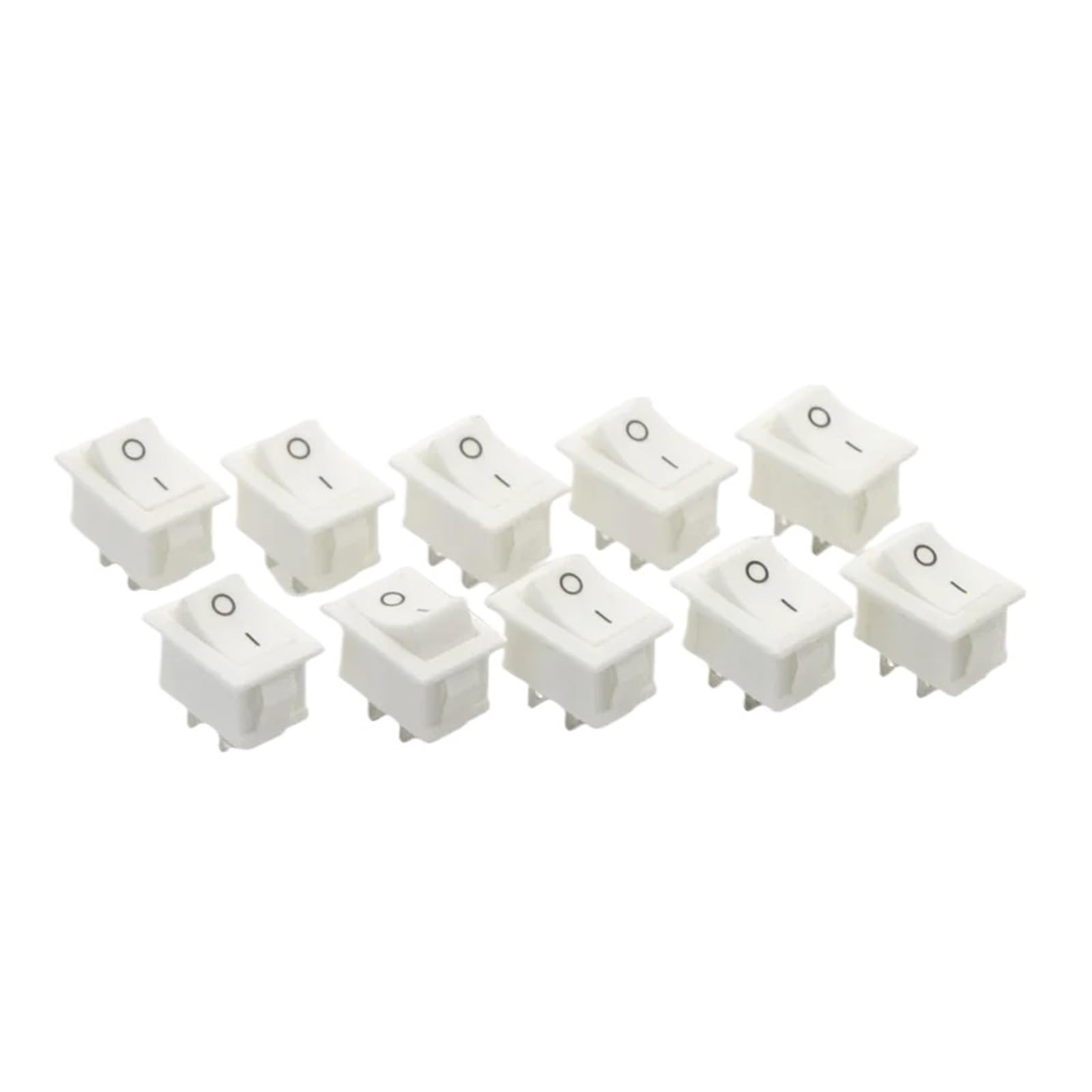 XQJVDGFRY 10PCS 2D2P-WHITE 15 x 21mm SPST On/Off Boat Rocker Switch 6A 250V KCD1 KCD1-101