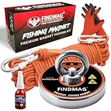 FINDMAG Fishing Magnet Kit 600 LBS Pulling Force, Super Strong Magnet Kit for Magnetic Fishing and Retrieving Items, Holiday Gift Idea - 2.95inch Diameter