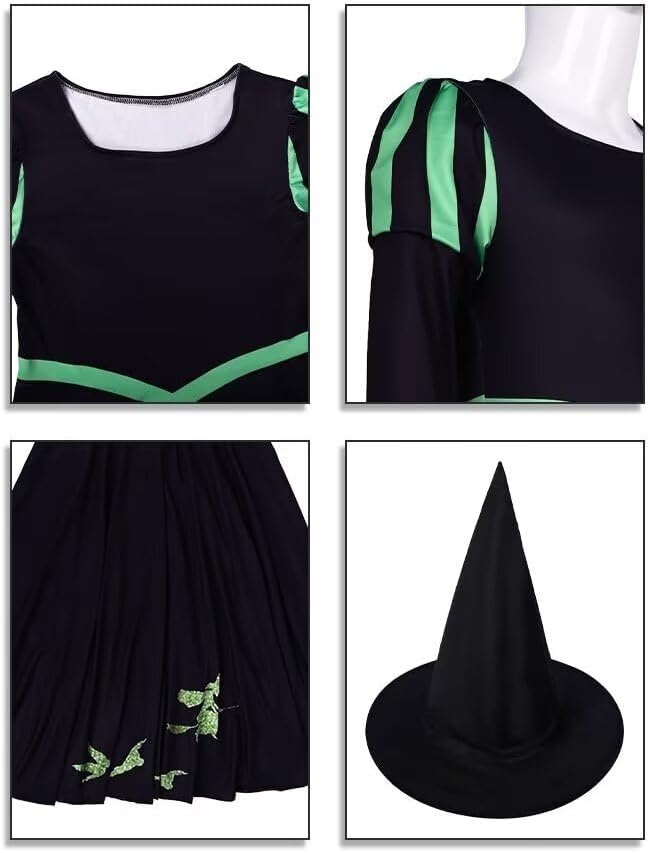 Classic Witch Glinda Elphaba Costume for Girls Halloween Dress Up - Image 4