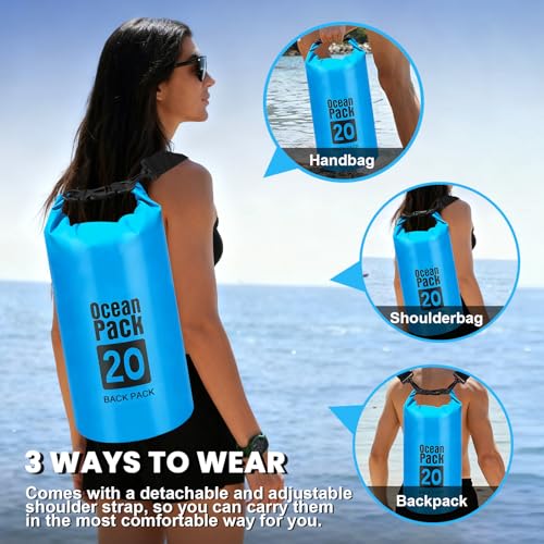 Image of Waterproof Dry Bag,20L Roll Top Lightweight Dry Storage Bag Backpack for Hiking, Backpacking, Kayaking, Camping, Swimming, Boating
