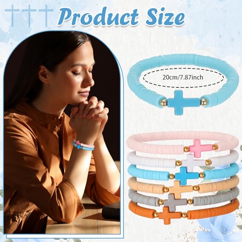 36 Pcs Silicone Cross Bracelet Bulk for Women Men Christian Jesus Prayer Beaded Bracelet Religious Faith Gifts2