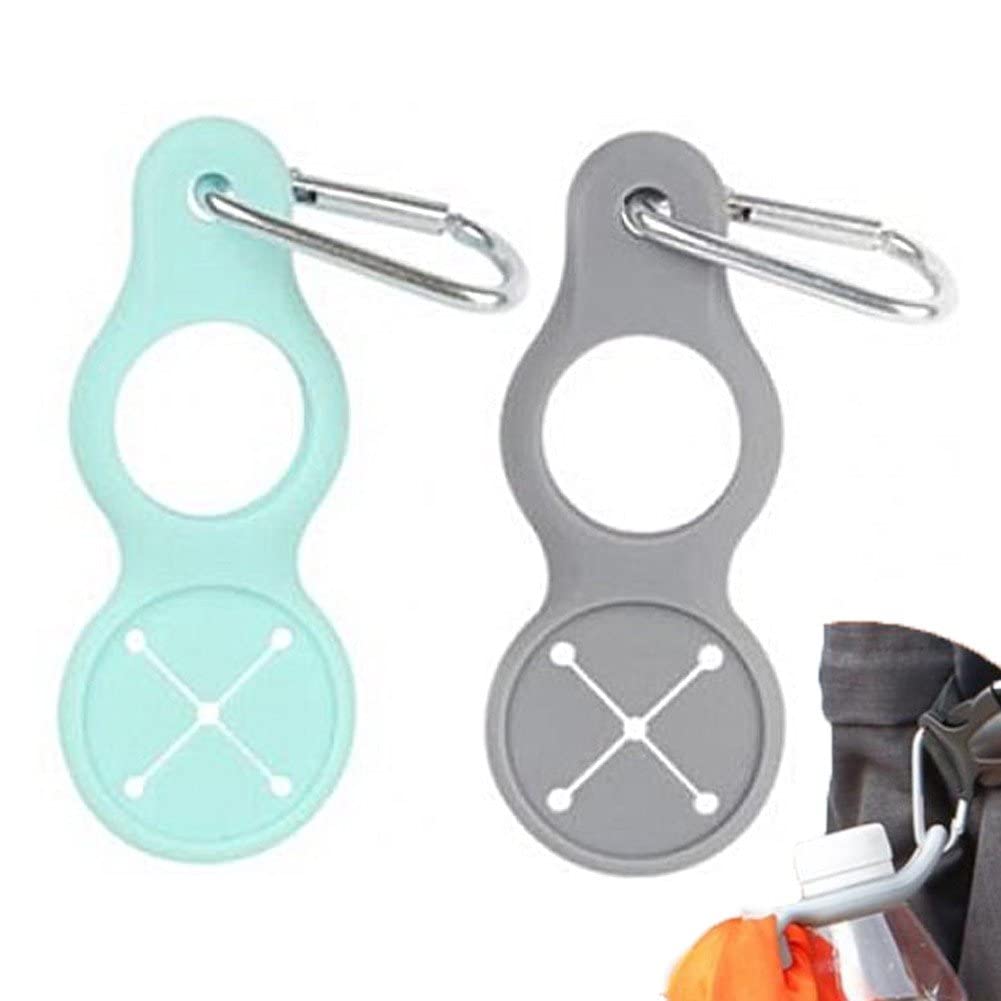 Danlai Grey+Green 2Pcs Sports Kettle Buckle Outdoor Carabiner Water Bottle Holder Towel Hook Cloth Clip Backpack Hanger Camping Hiking Tool