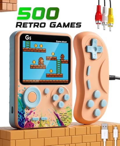 Image of Toys for Boys /Girls 7-14 Years G5 Rechargeable Pocket Video Game for Kids 500 in 1 Retro Game Box 2 Player (Multicolor, G5 2 Player)