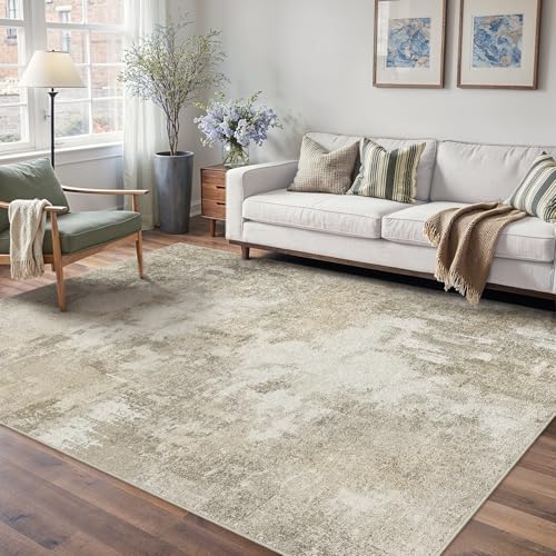PureCozy Alfombra Salon 150x210cm Beige Alfombras Cocina Antideslizante Lavables Modernas Abstractas Tapete Infantil Habitacion Dormitorio Sala Pelo Corto Carpet