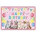 Cat Party Decoration Supplies - Cat Happy Birthday Backdrop Kitten Photography Background Cat Party Photo Backdrop for Pets, Cat Lover, Kids Cat Theme Birthday Party