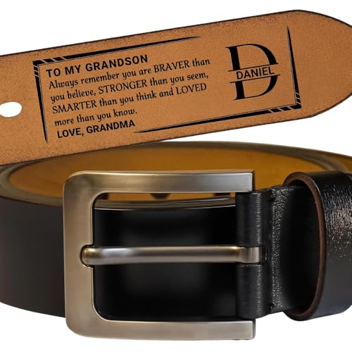To My Grandson Always Remember You Are Braver Than You Believe, Personalized Belt for Grandson from Grandma, Father's Day Grandson Leather Belt, Grandson Gifts from Grandma on Father's Day, Christmas