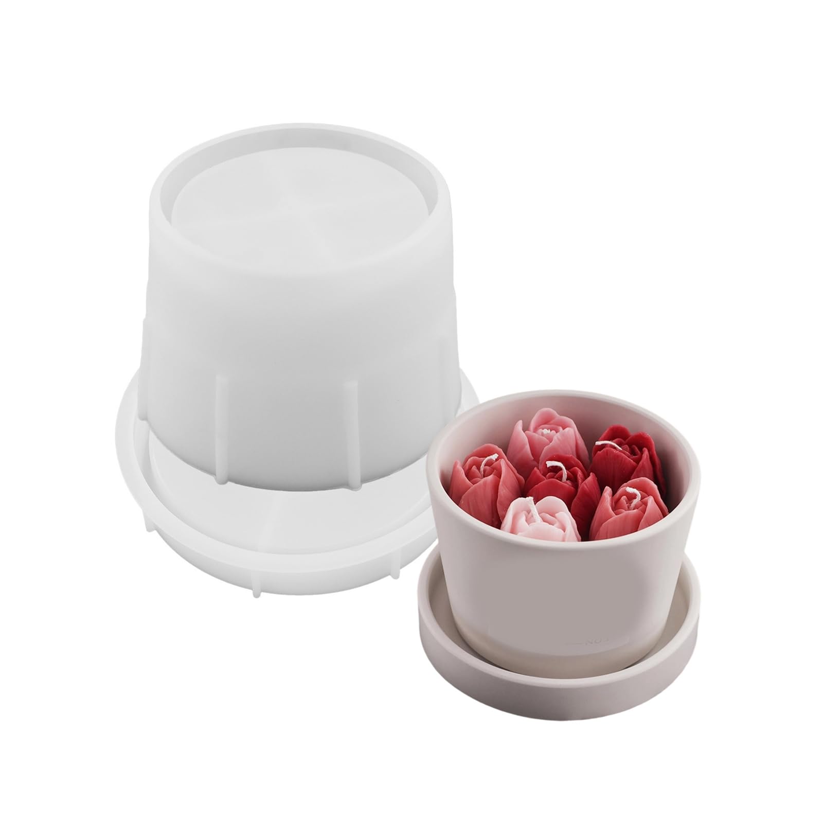 NEWFT Candlestick Mold Silicone Candle Holder Mould Easy to Demold Succulents Planter Home Ornament Plaster Mould