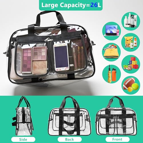 Large Clear Tote Bag 20” for Duffle, Clear Beach Bag for Travel Work, Big Transparent See Through Plastic Bags for Gym Toiletry Makeup Organizer4