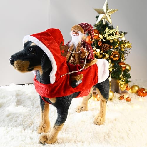 BT Bear Santa Christmas Dog Costumes,Santa Claus Riding Pet Cosplay Costumes Party Dressing up Dog Outfit for Cats Puppy Small Dogs Medium Dogs(M,Brown Santa) - Image 2
