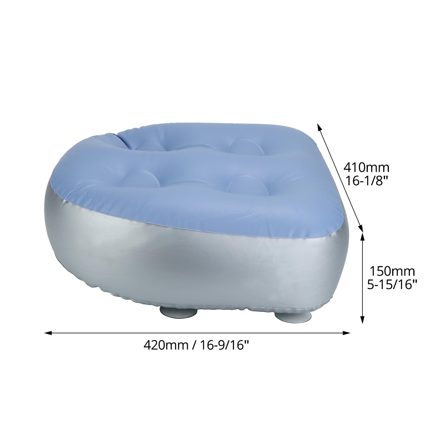 QWORK® 2 Piezas Cojín de Asiento Inflables, Cojines de Asiento de Bañera, Cojín de Piscina Inflable con 4 Ventosas