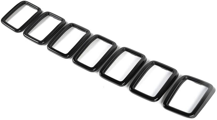 NO7RUBAN Front Grille Rings Grill Inserts Cover For 2017-2019 Jeep Grand Cherokee Black Grill Frame Trim Kit 7pcs (Black)