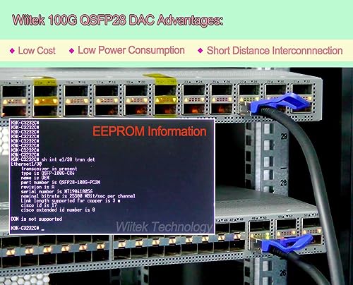 Image of 100GbE QSFP28 DAC Twinax Cable, 1 Meter 100GBASE-CR QSFP28 to QSFP28 Passive Copper Cable, Compatible for Cisco QSFP-100G-CU1M, Ubiquiti, Mikrotik, Netgear, Supermicro, Open Source Switches