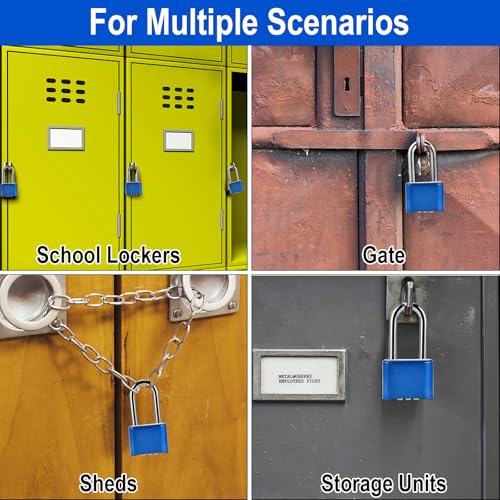 Image of Combination Lock, 4-Digit Heavy Duty Combo Lock, Combination Padlock Weather-Resistant Heavy Duty Combo Locks for Outdoor Fence, Locker, Sheds, Gym, Gate Hasps (Long 2pcs-Blue)