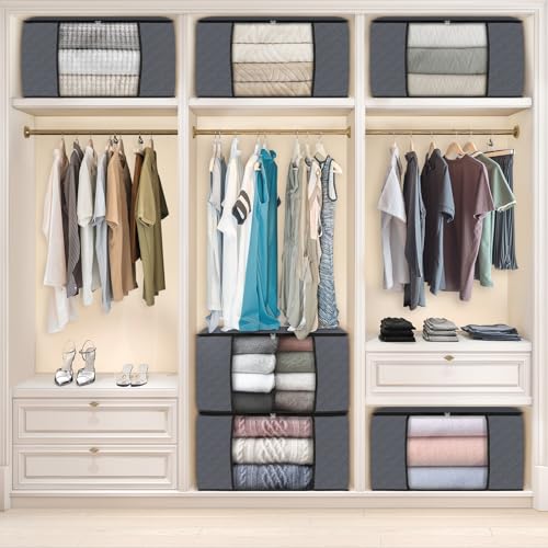 Fab Totes NORMAL MODEL 6 Pack Clothes Storage, Foldable Thick Fabric Blanket Storage Bags thumb #4