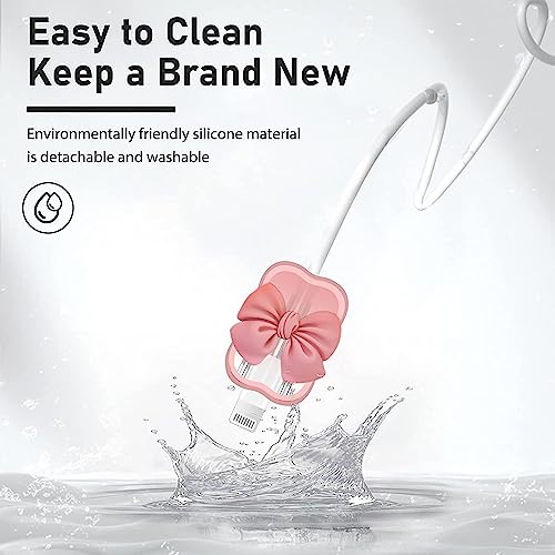 Image of iPhone Charger Case,Accessories,Protective Case for 18W 20W iPhone 14 13 12 11 Pro Max Fast Charging Cable Adapter Charger, Cute Lightning Data Cable Case for iPhone Charger,(Pink Bow)