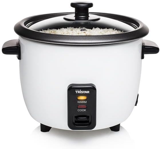 Tristar RK-6117 Rice Cooker, 0.6 litres, Keep Warm Function, 300 W, 0.6 L, 18 x 18 x 18 cm, Black, White