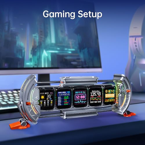 Divoom-Times-Gate-WiFi-Pixel-Art-Informative-Display5pcs-128-128-IPS-ScreenLED-Digital-Clock-Lights-Decorative-with-APP-Control-for-Gaming-Room-Setup-Table-Decoration-Silver