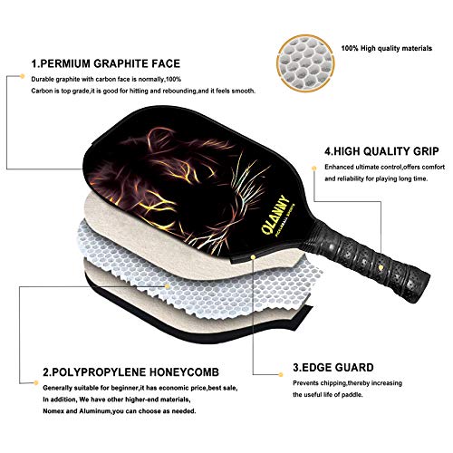 Image of OLANNY Graphite Pickleball Paddles Set- Premium Rackets Fiber Face & Polymer Honeycomb Core Pickleball Set Includes Pickleball Paddles + Pickleball Balls+ Replacement Soft Grip + 1 Bag